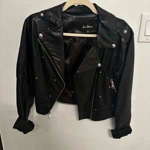Studded leather cropped jacket!